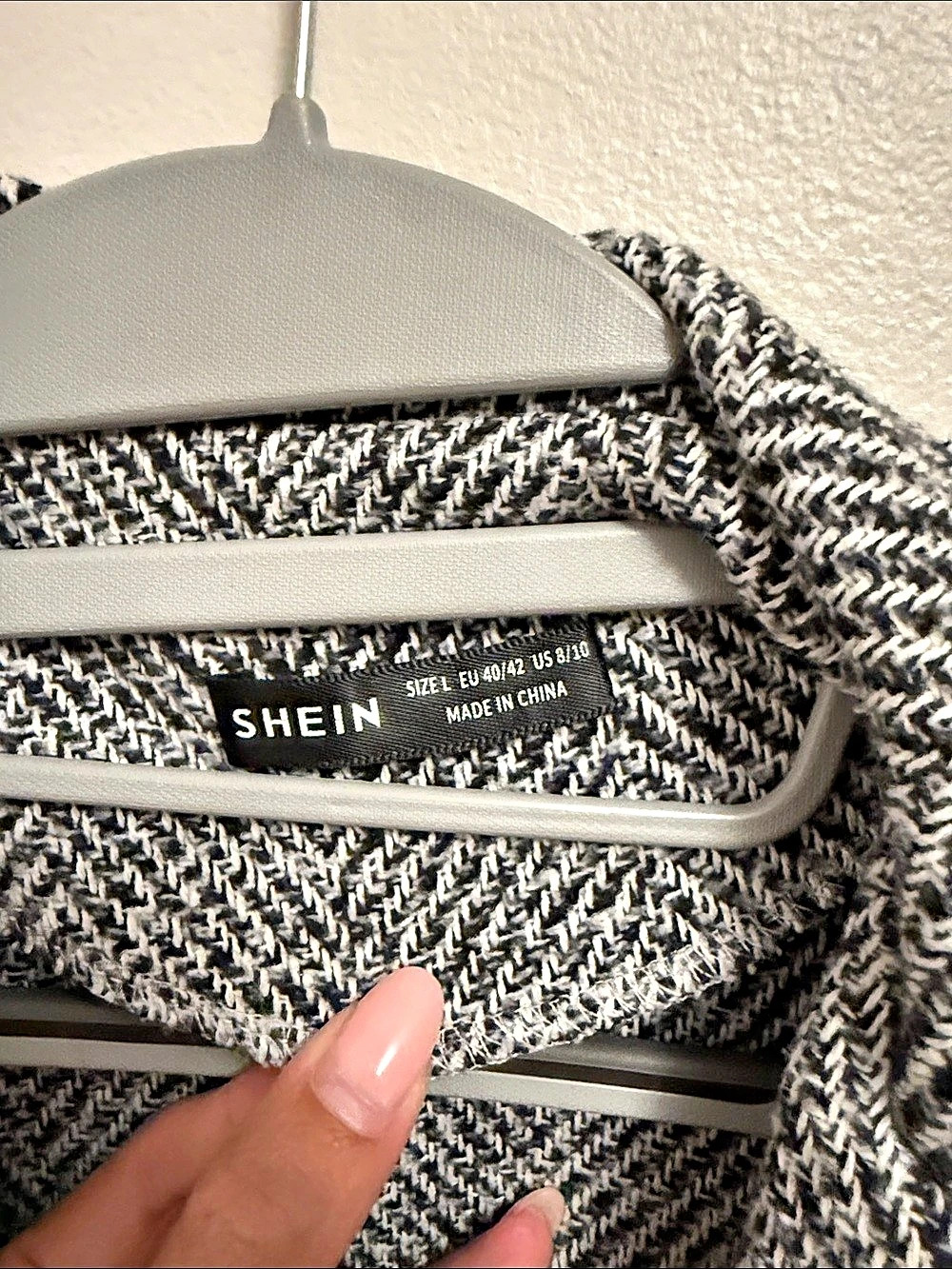 SHEIN Houndstooth Blazer Black & White Size Large - Picture 2 of 3